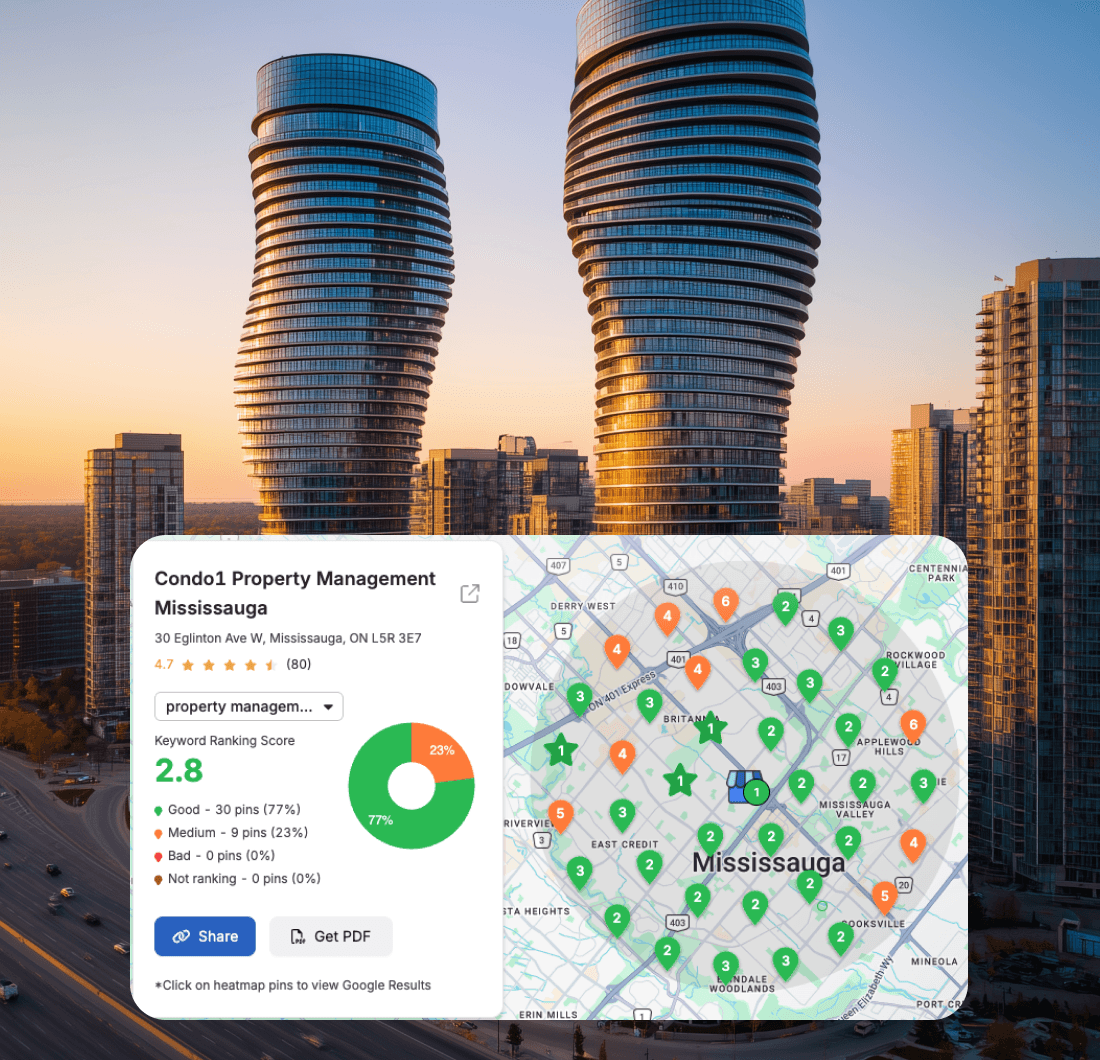 Property management local SEO dashboard