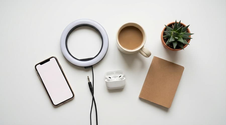 Small business owner creating social media content