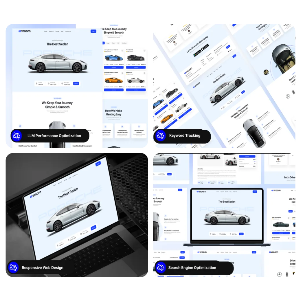 Automotive website portfolio with booking